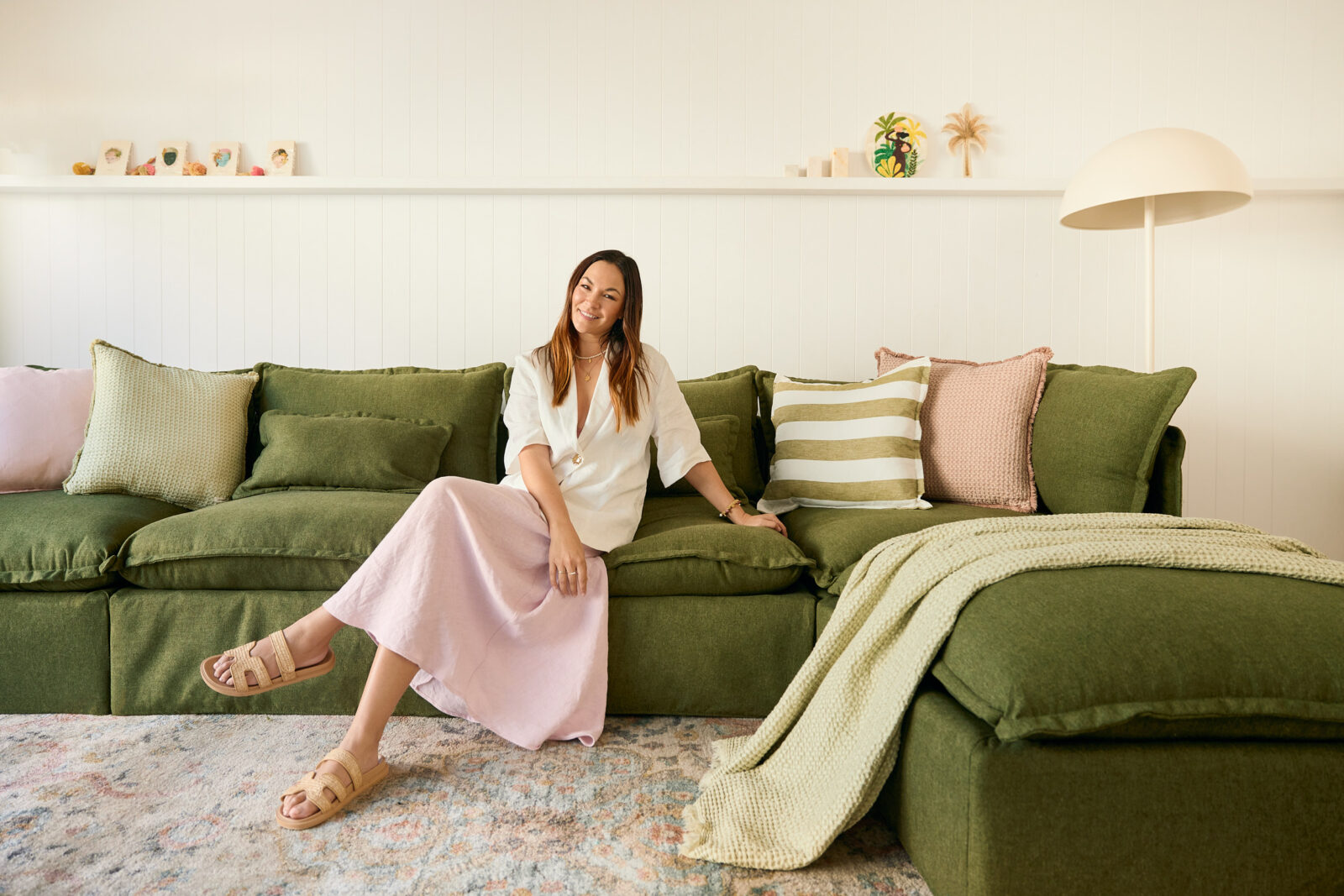 Gemma Peanut at home with the Lifely Modular Sofa