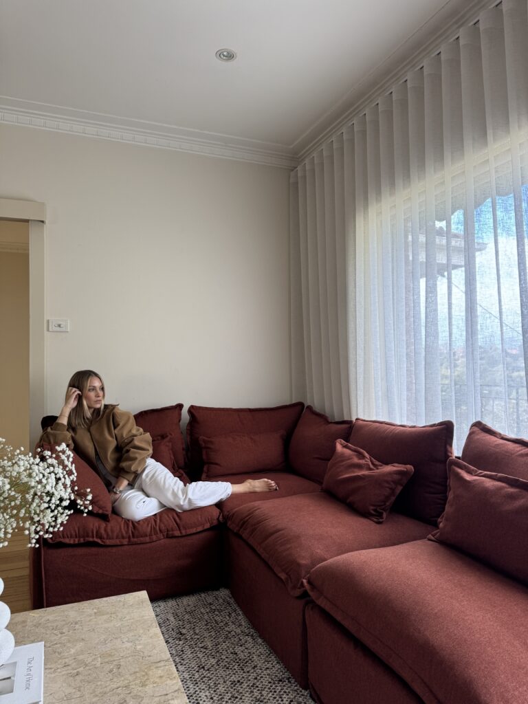 Rust coloured Lifely modular washable sofa